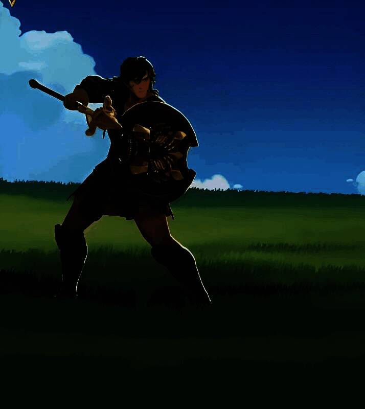 珀尔修斯二技能动作分解图，双臂挥舞长矛形成残影，周身浮现蓝色能量护盾