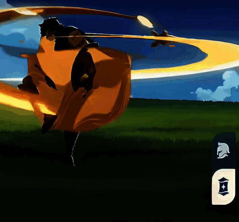 珀尔修斯在实战关卡中的站位示意图，位于队伍前排中央，周围队友享受增益状态