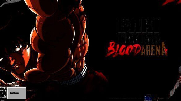 《范马刃牙：血之竞技场》游戏主视觉图，主角刃牙摆出战斗姿态，背景为血色竞技场，氛围狂野激烈