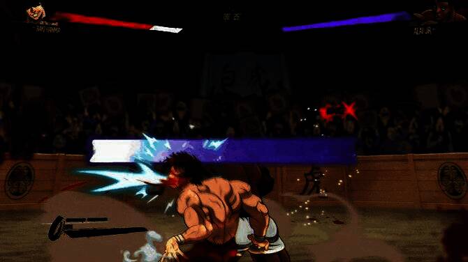 游戏中刃牙使出强力上勾拳的瞬间，气浪翻涌，对手被击飞，画面充满动态冲击感