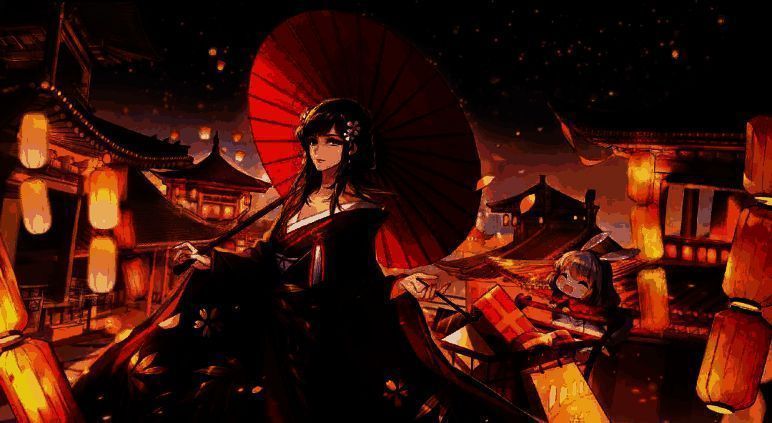 新资料片主城九黎夜景，天空繁星点点，玩家角色施展技能引发星轨环绕特效，周围NPC身着节日服饰走动