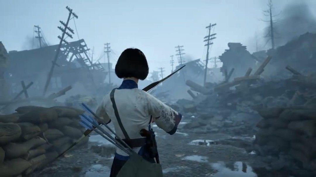 角色在昏暗室内持枪瞄准的特写镜头，光影对比强烈，凸显紧张气氛