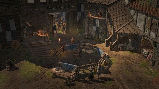 夜晚篝火旁的角色对话场景，体现剧情分支与道德抉择