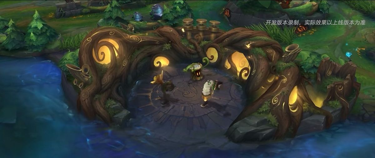 合体后的峡谷先锋气势磅礴，手持巨锤准备撞击防御塔