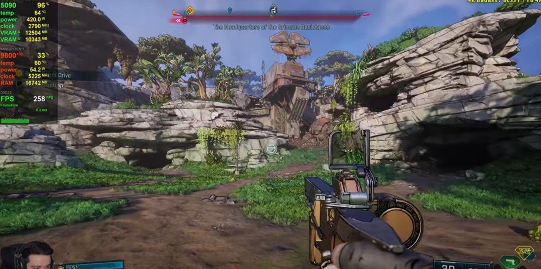 主角手持巨型火箭筒对战机械巨兽，背景为荒漠城市废墟，光影效果强烈