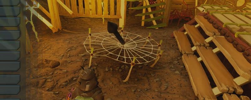 《禁闭求生2》游戏中一个巨大的蜗牛壳挡在草丛基地前，周围是微缩比例的角色和昆虫敌人，凸显蜗牛壳的庞大与阻碍感