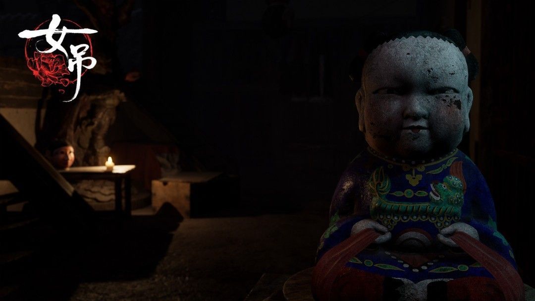 古旧墓室内摆放多个陶制魂瓶，瓶身刻有模糊符文，烛光摇曳映照出诡异阴影