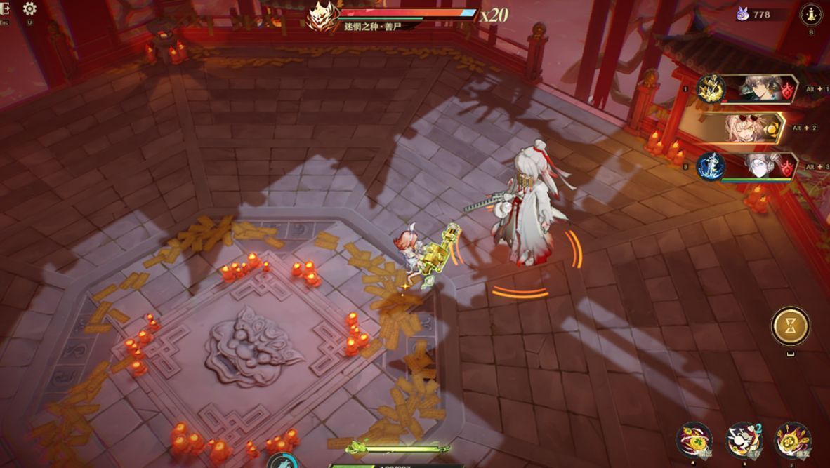 再战迷惘关卡UI界面，显示多层房间结构与敌人配置信息，突出策略布局要素