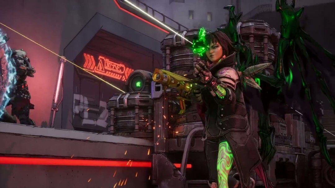 四名不同职业的秘藏猎人在战场上协同作战，技能特效交织