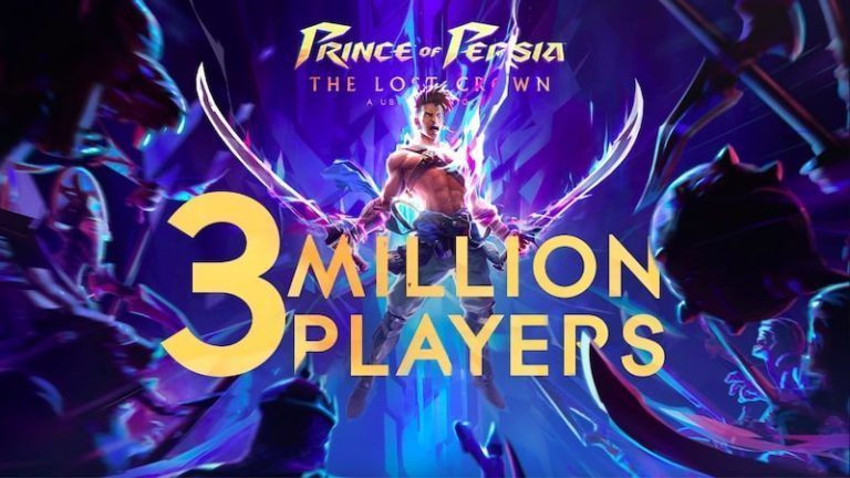 《波斯王子：失落的王冠》游戏画面，主角萨尔贡在卡夫山神秘遗迹中飞跃机关陷阱，背景充满波斯风格建筑与神秘符文光影