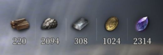 资源面板界面，金币、羽毛、钻石、铁等资源数量清晰显示