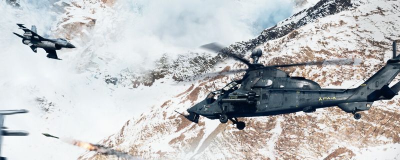 《战地6》游戏中大规模战场场景，士兵在废墟中交火，坦克与飞机协同作战，爆炸特效震撼