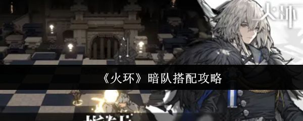 《火环》游戏中暗属性队伍整体站位示意图，角色围绕中心输出位展开阵型布局