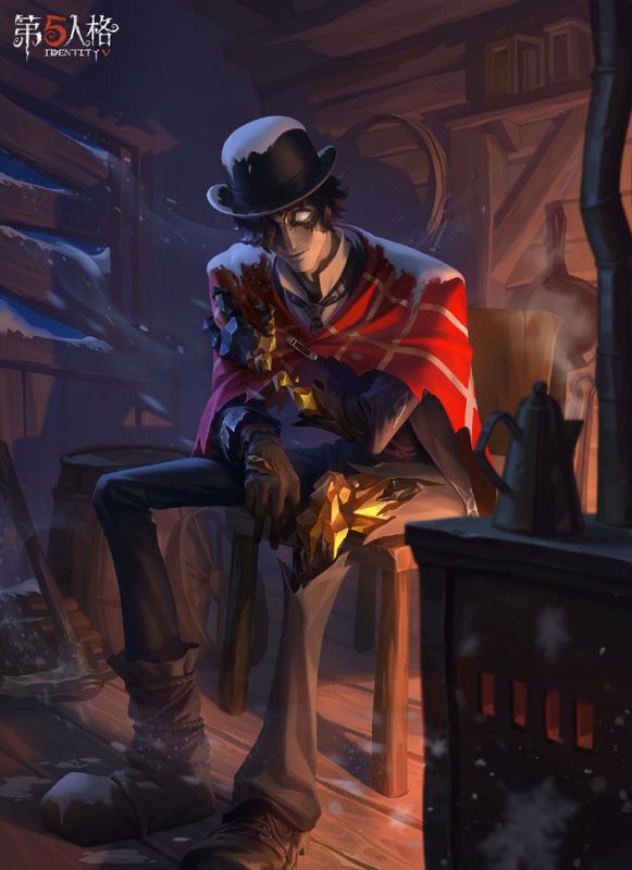 “愚人金”-淘金客站立在风雪中，身穿破旧西装，肩披格子毯，帽子上覆满积雪，目光坚毅