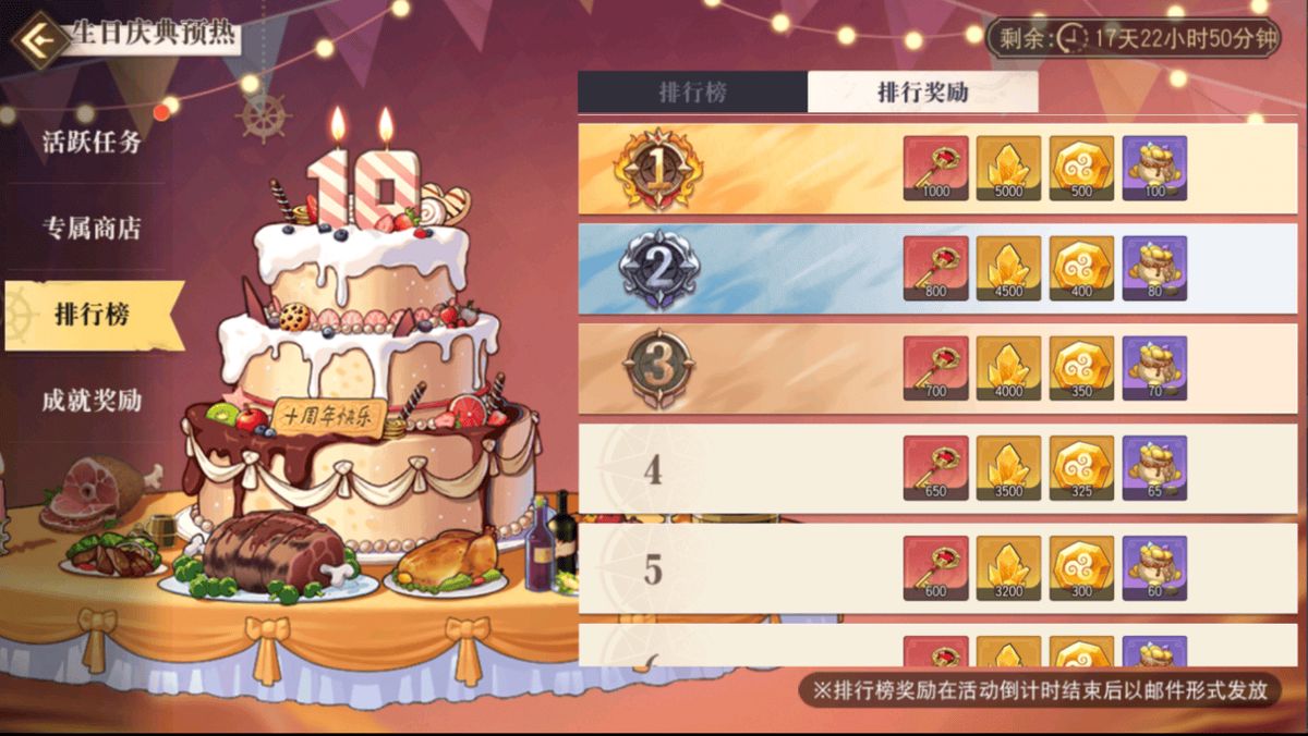 排行榜界面截图，显示多位船长竞争前列位置，顶部奖励图标闪耀发光