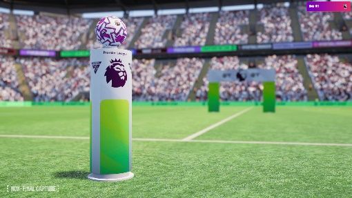 《足球经理26》比赛中场视角画面，显示球员跑位热图与实时战术调整面板