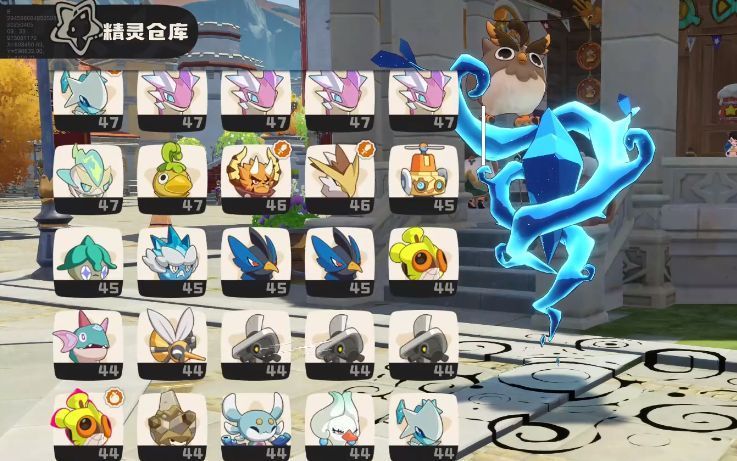 玩家在草丛中接近一只发光的小精灵，准备发起战斗