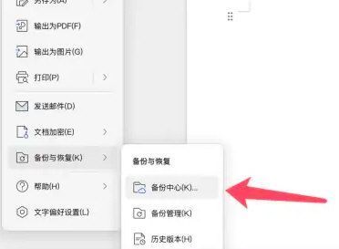 WPS备份中心界面，列出本地和云端备份路径