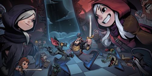 《月圆之夜》S6赛季宣传主视觉图，画面中贪婪地精站在琳琅满目的珍宝货架后，闪烁着狡黠的目光，背景是奇幻风格的镜中世界