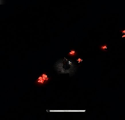 一名玩家正在开启宝箱，周围光线明亮，远处有敌人悄然逼近