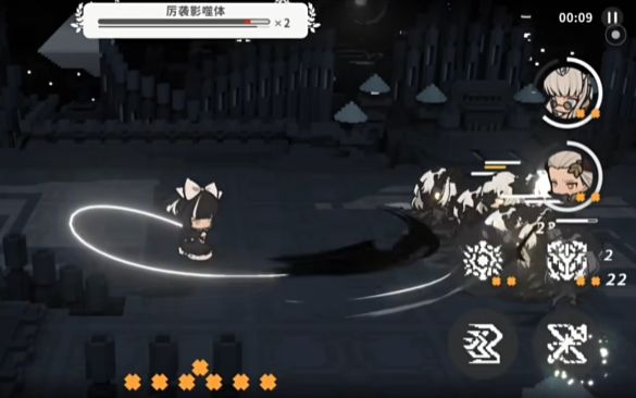 艾米丽使用技能困住敌人的场景，电网封锁空间，敌人被困其中无法逃脱