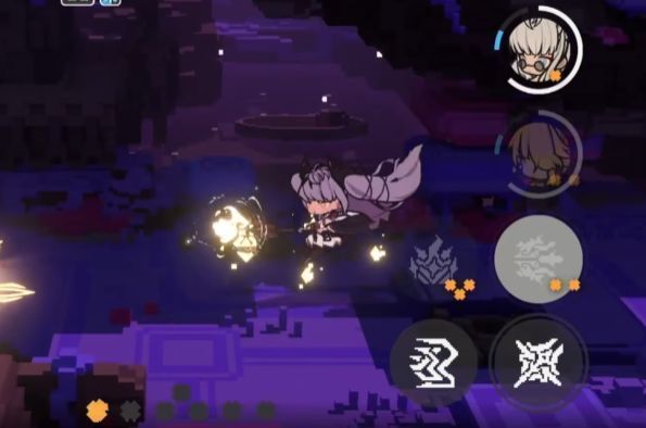 技能落雷释放动画截图，地面降下密集雷柱，小怪被牵引向中心区域