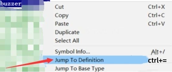 右键菜单展开，其中‘Jump to Definition’选项被鼠标指向，菜单清晰显示多个操作命令