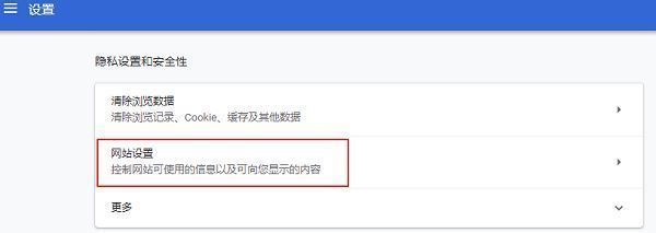 网站设置入口按钮清晰可见，位于隐私设置页面中部