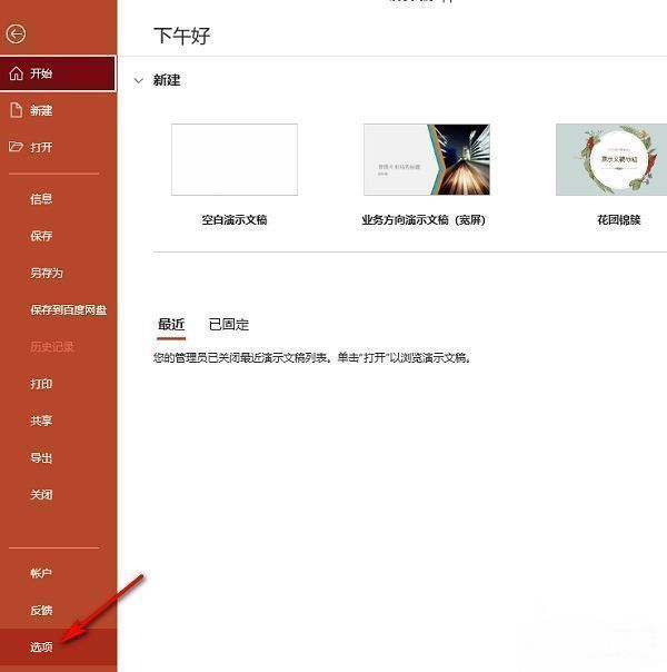 PowerPoint选项界面，左侧选中‘视图’，右侧列出相关设置项