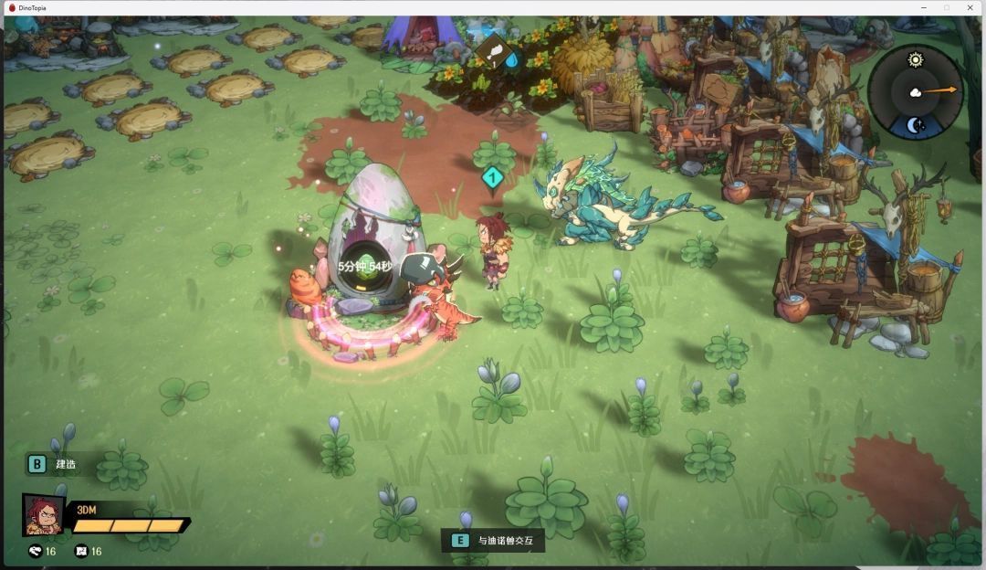 孵化室外观展示图，一个充满科技感的小型透明舱体，内部有发光的恐龙蛋正在缓缓转动