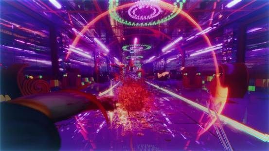 主角小林持刀迎战巨大化BOSS的战斗画面，背景为霓虹灯照耀下的废弃街道