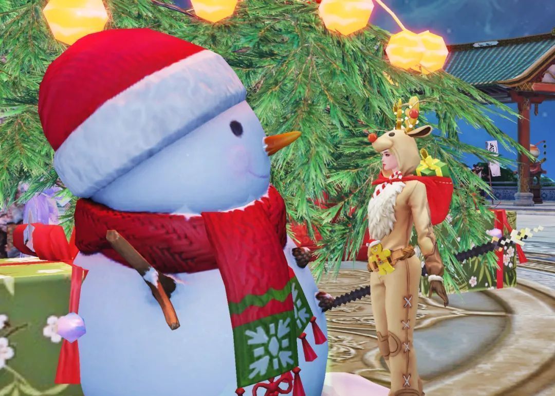 玩家社区投稿，角色背着载愿背饰在雪地奔跑，周围飘着雪花