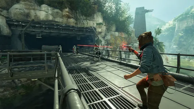 Snowdrop引擎运行下的游戏实机画面，展现高细节星球环境与快速载入场景