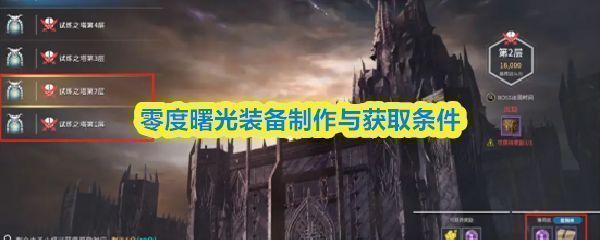 《零度曙光》游戏内装备界面展示，多种防具图标排列整齐，附带属性数值说明