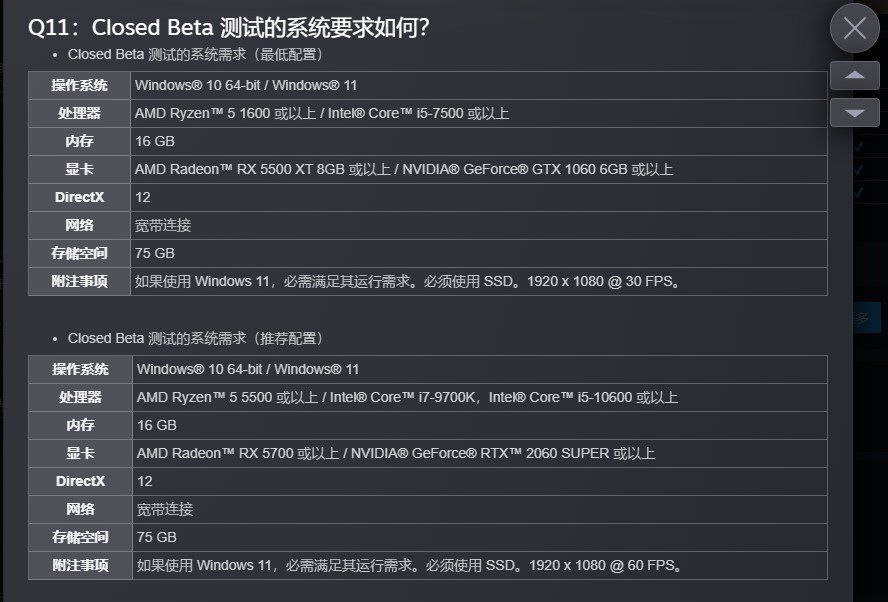 《欺杀旅社》第二次封闭测试最低与推荐配置表格，包含操作系统、处理器、内存、显卡及存储空间信息