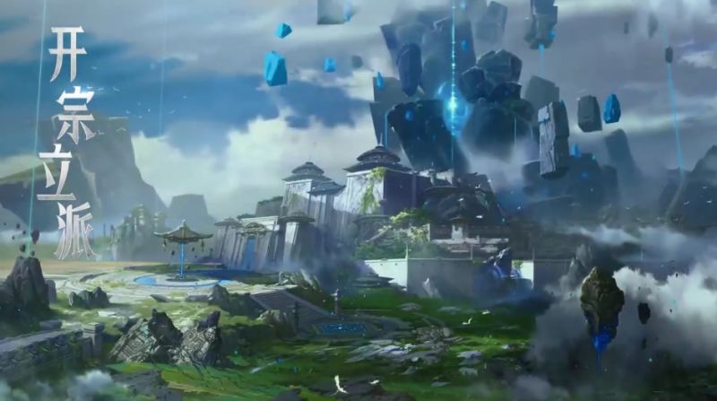 玩家扮演的圣主端坐于宏伟宫殿之上，下方百官朝拜，空中悬浮着象征权力的金色令符