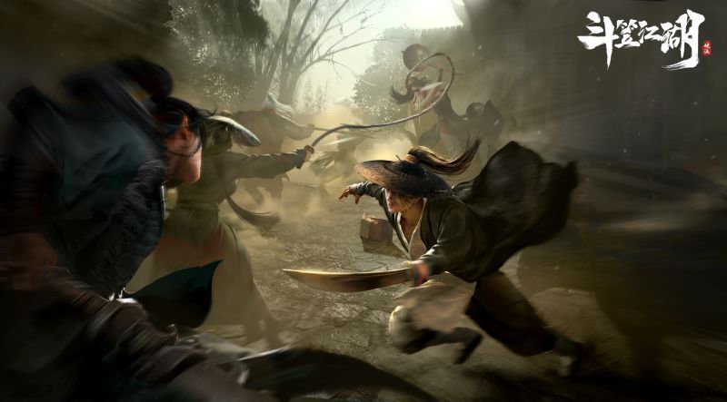 游戏内场景截图：古代街市风貌，NPC往来穿梭，主角站在巷口凝望远方，氛围感十足