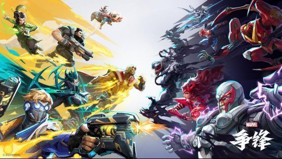 概念预告图：黑色共生体形态的毒液覆盖冰雪纹理，双眼散发幽蓝寒光，张嘴咆哮