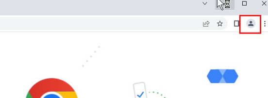 谷歌浏览器主界面右上角头像位置示意图，红色箭头指向头像框