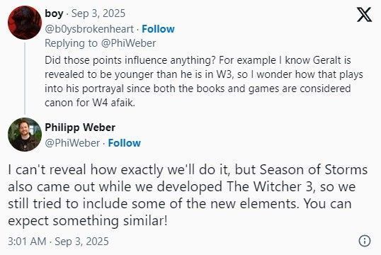 概念艺术风格的森林小径，乌鸦盘旋于空中，暗示《巫师4》可能探索更加黑暗神秘的故事章节