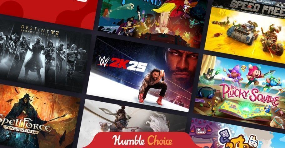 Humble Choice九月游戏封面墙，包含《WWE 2K25》《命运2：传承收藏》《勇敢小骑士》等游戏封面