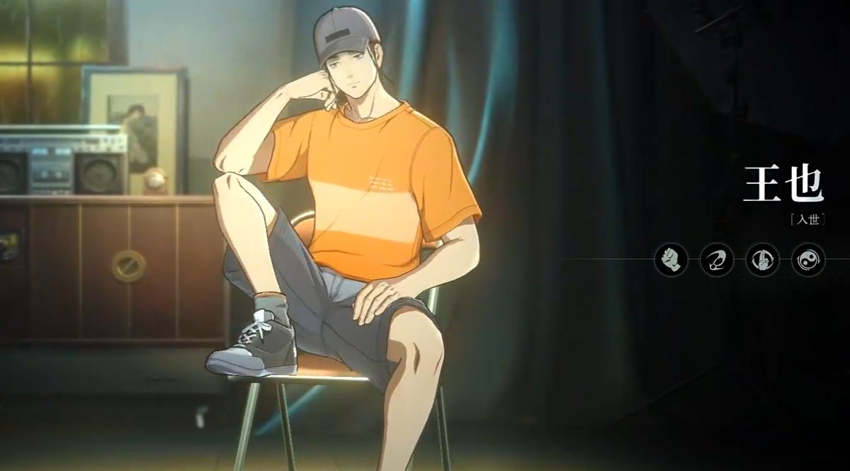 普攻动画示意图，展示四段连击过程，最后一击将敌人打飞