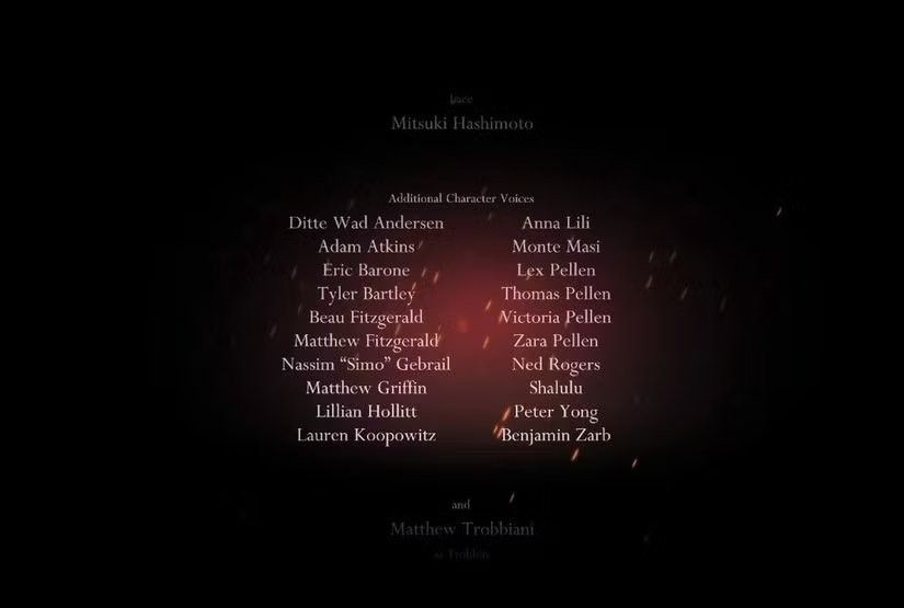 制作人员名单截图，清晰显示Eric Barone的名字出现在配音团队列表中