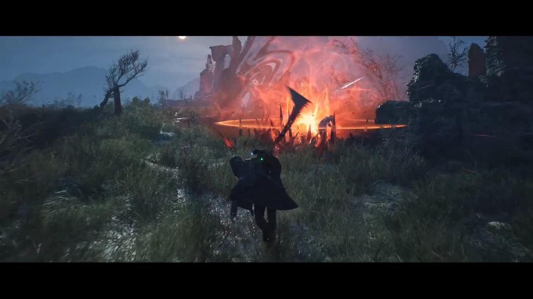 BOSS战场景：巨型扭曲人形生物攀附在教堂穹顶，发出震耳欲聋的咆哮