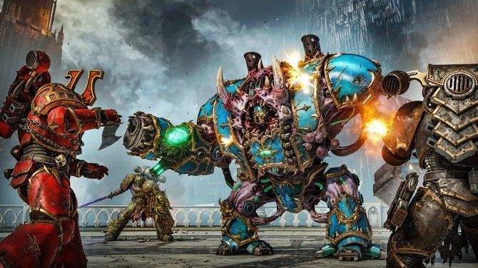 Chaos Spawn从暗处扑向玩家，绿色黏液飞溅，画面充满压迫感