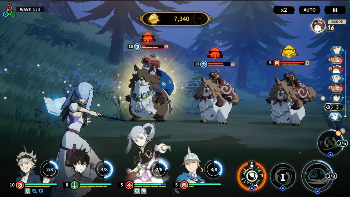 战斗画面中主角释放范围魔法，多名嘟王被击飞，屏幕上方显示连击数与得分