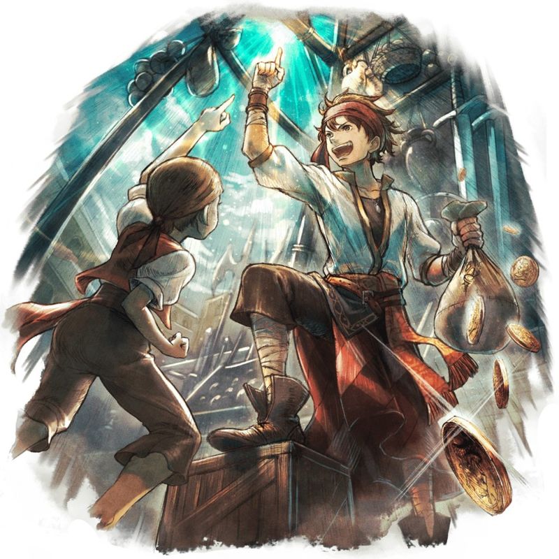 商人路德立绘，腰挂钱袋，手持账本，面带精明笑容