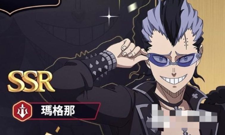 玛格那在战场中央释放大招，周身环绕红色火焰能量，敌人被击飞并受到大量伤害数字飘起