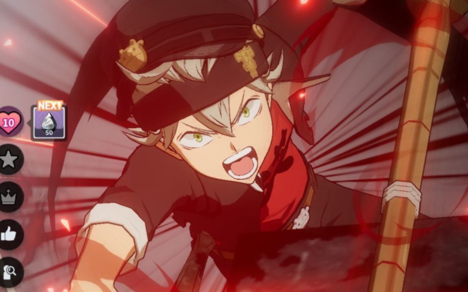 战斗场景特写，亚斯塔挥舞反魔法之剑劈开敌方法术，周围火花四溅，背景为崩裂的城堡废墟