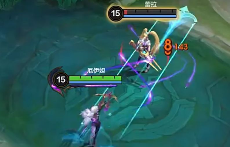 厄伊妲开启二技能后的状态展示，周身环绕黑色雾气，脚下浮现骸骨纹路，移速明显提升